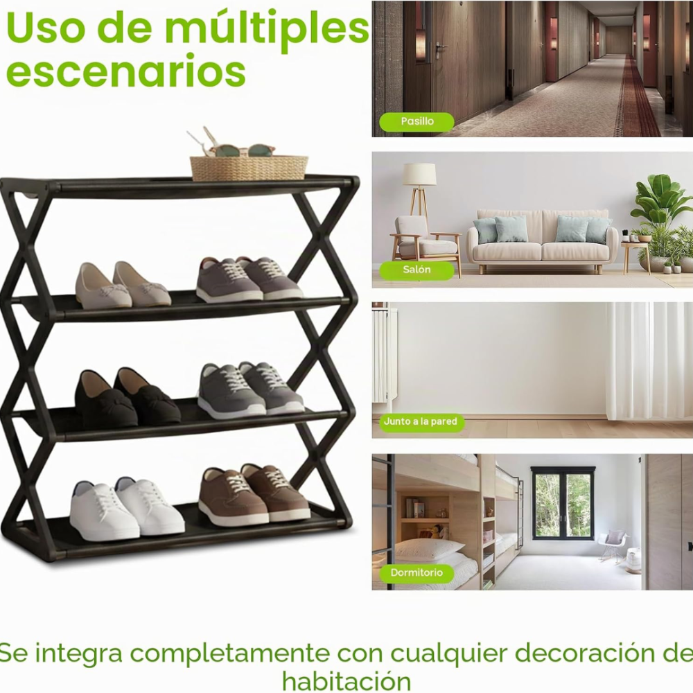 Zapatero plegable de 4 niveles para el hogar